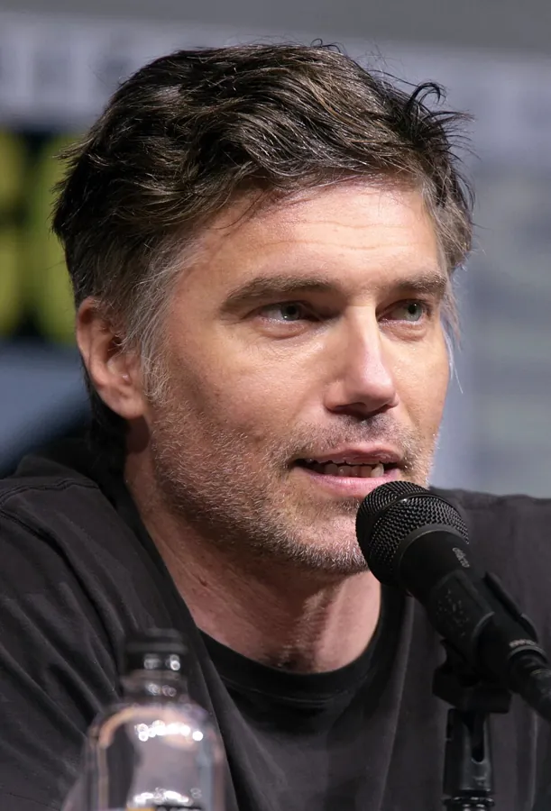 Anson Mount speaking at San Diego Comic-Con, July 20, 2018.